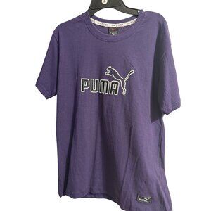 Puma Purple Graphic T-Shirt Mens M Cotton Crewneck Casual Logo Tee